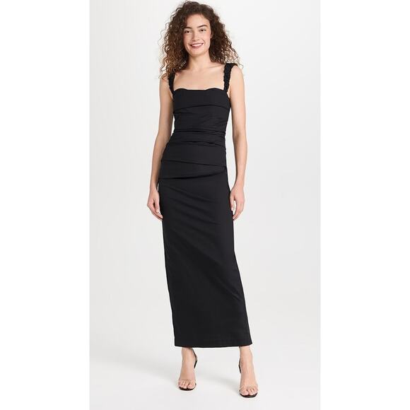 SIR Azul Balconette Gown Sleeveless Ruched Bustier Maxi- 3 - Black - Picture 1 of 6